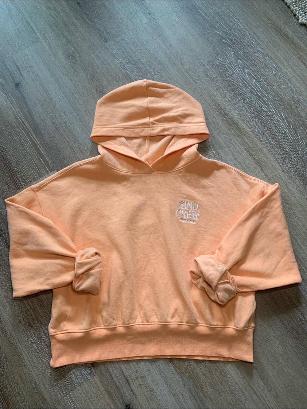 Old Navy Women’s Peach Hoodie Embroidered Kind Crew Soft Size Medium